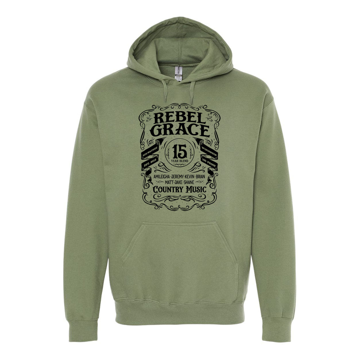 REB - REBEL GRACE ADULT MILITARY GREEN HOODIE
