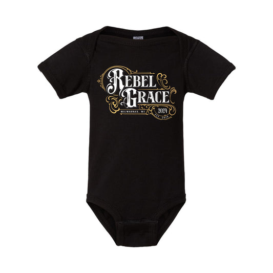 REB - REBEL GRACE BABY BLACK ONESIES